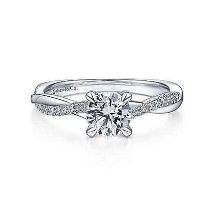 Gabriel & Co. 1/7 ct. tw. Round Brilliant Twist Semi-Mount Engagement Ring in 14K White Gold