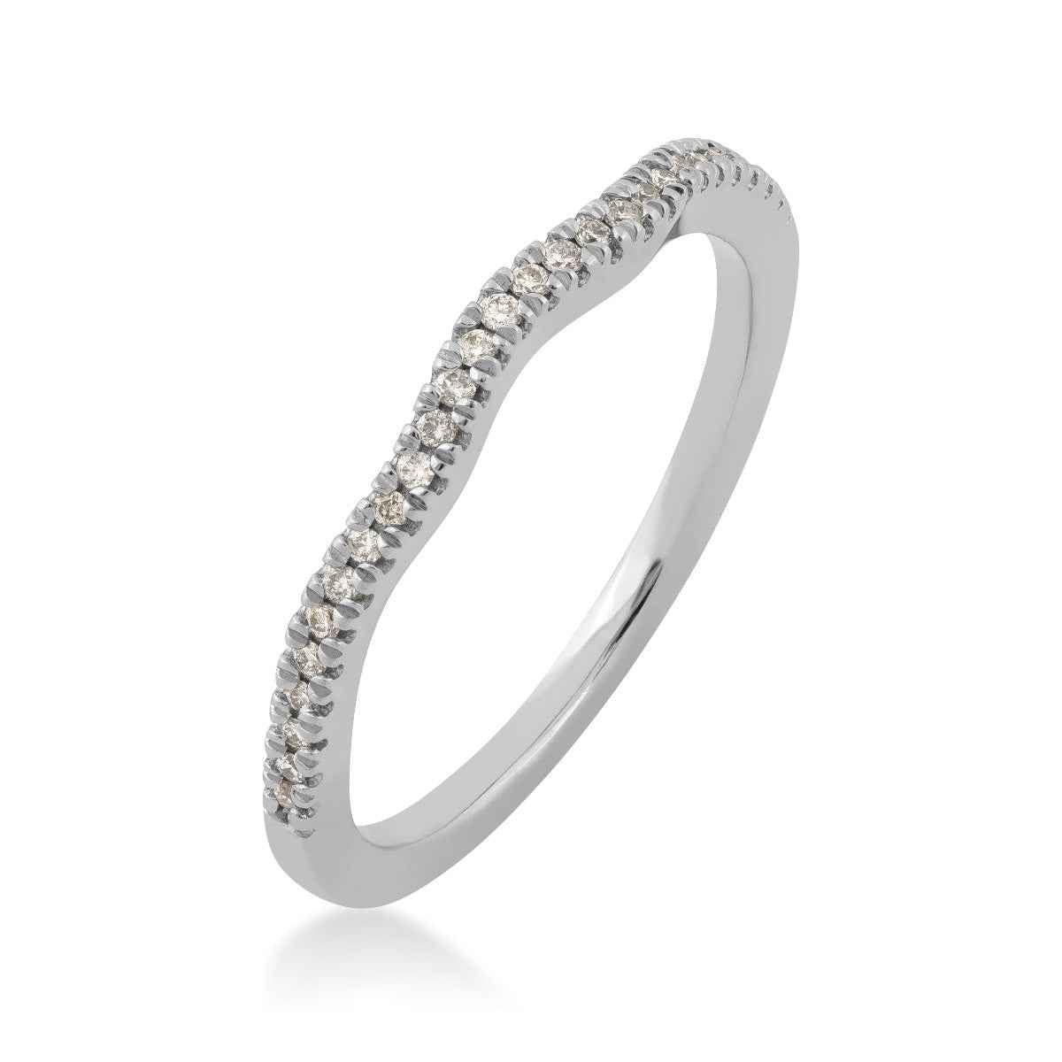 Perfect Match 1/10 ct. tw. Round Diamond Curved Stackable Anniversary Ring in 10K White Gold front view