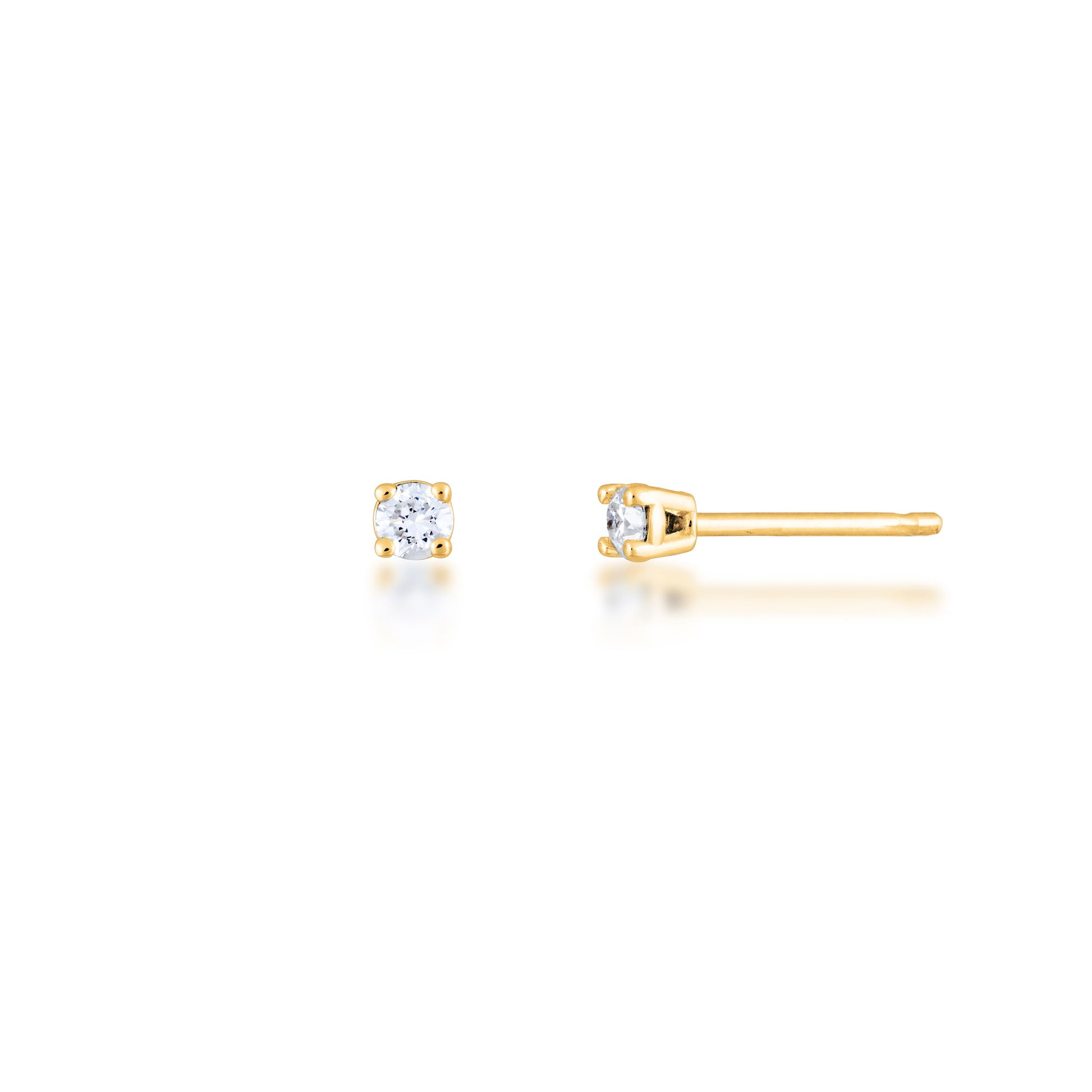 1/10 ct. tw. Round Brilliant Diamond Stud Solitaire Earrings in 14K Yellow Gold