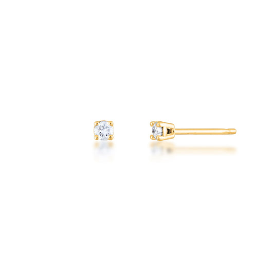 1/10 ct. tw. Round Brilliant Diamond Stud Solitaire Earrings in 14K Yellow Gold