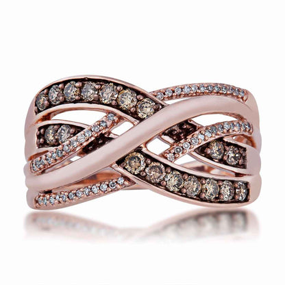 1/2 ct. tw. Mocha & White Diamond Fashion Ring in 10K Pink Gold close-up detail