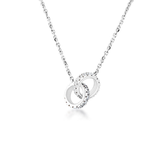 Diamond Fashion 1/5 ct. tw. Linked Double Circle Necklace in 10K White Gold