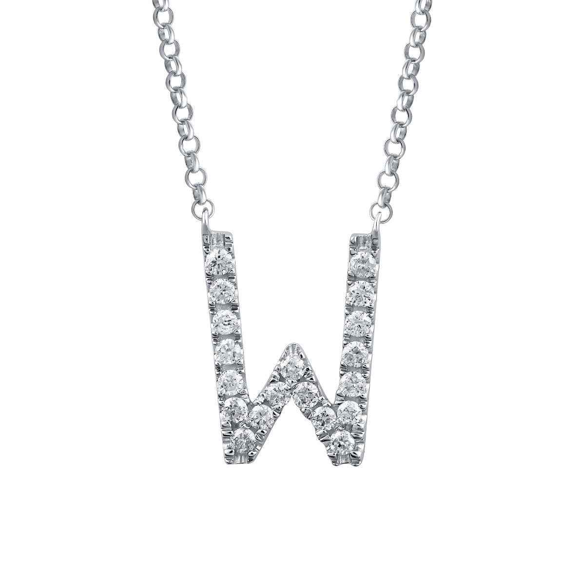 1/10 ct. tw. Diamond Letter W 10mm Pendant in 10K White Gold