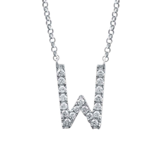 1/10 ct. tw. Diamond Letter W 10mm Pendant in 10K White Gold