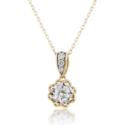 3/8 ct. tw. Diamond Pendant with Scalloped Halo and Diamond Bail in 10K Yellow Gold