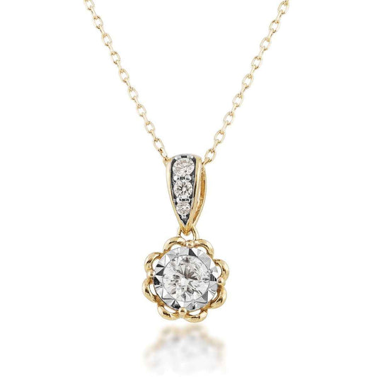 3/8 ct. tw. Diamond Pendant with Scalloped Halo and Diamond Bail in 10K Yellow Gold