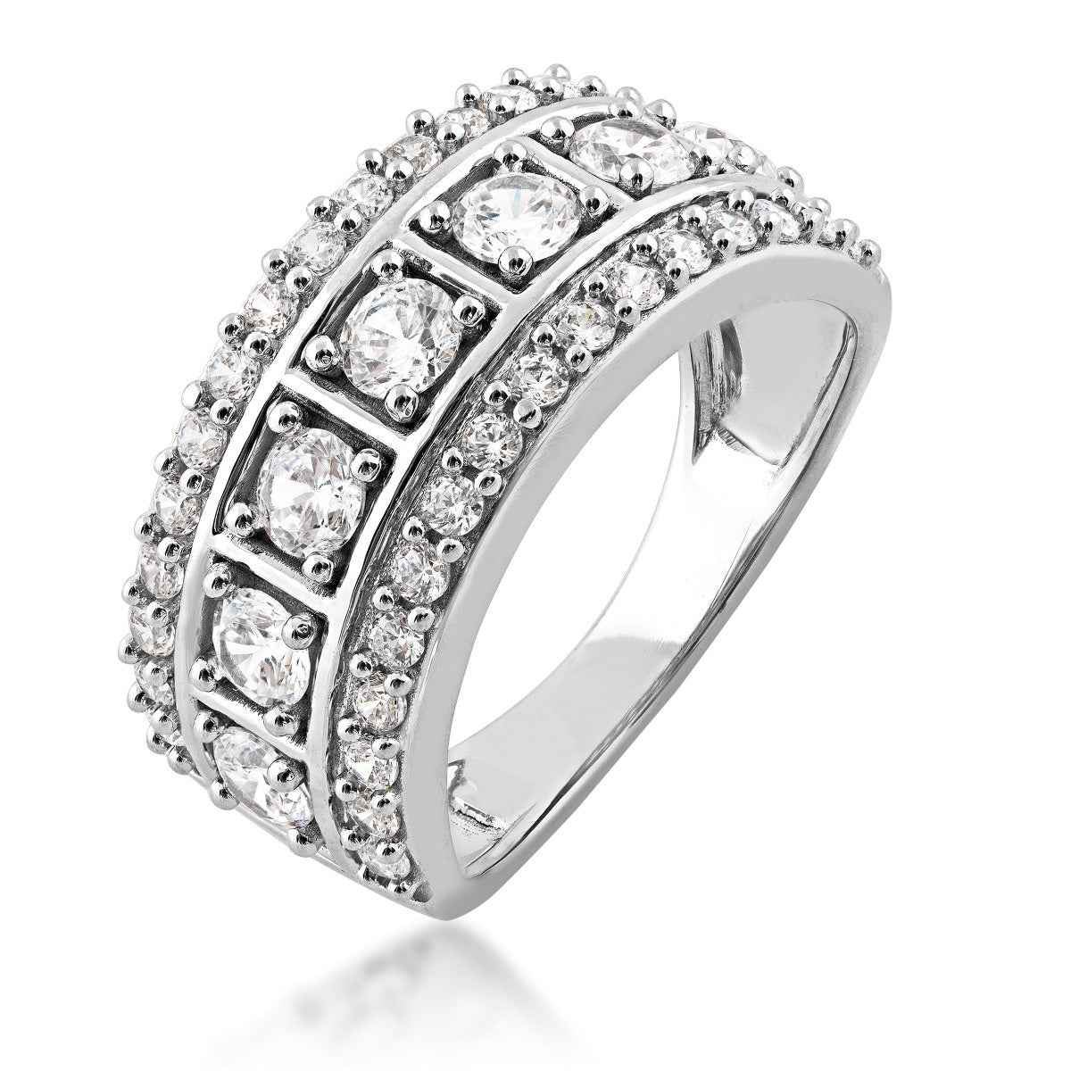 Adamante 1-1/2 ct. tw. Lab-Grown Diamond Multi Row Anniversary Ring in 14K White Gold front view
