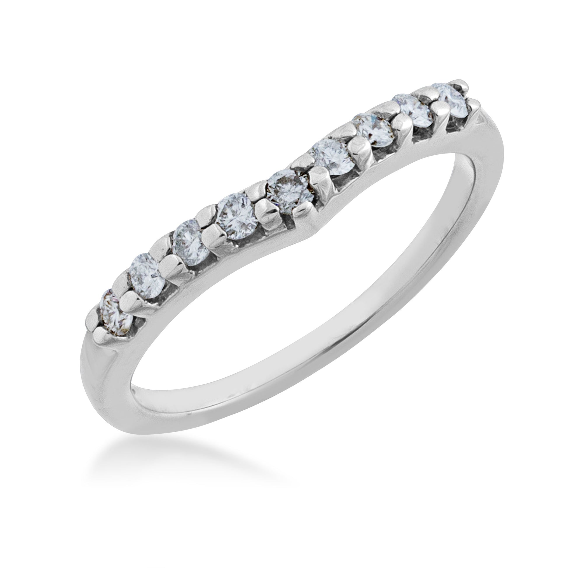 1/4 ct. tw. Round Diamond Curved Anniversary Band in 14K White Gold front view