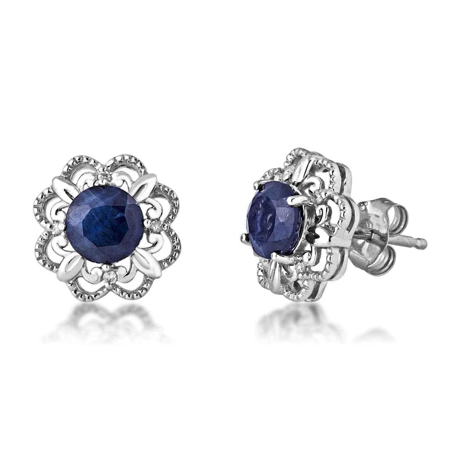 Sapphire and Diamond Earrings in 10 Kt. White Gold