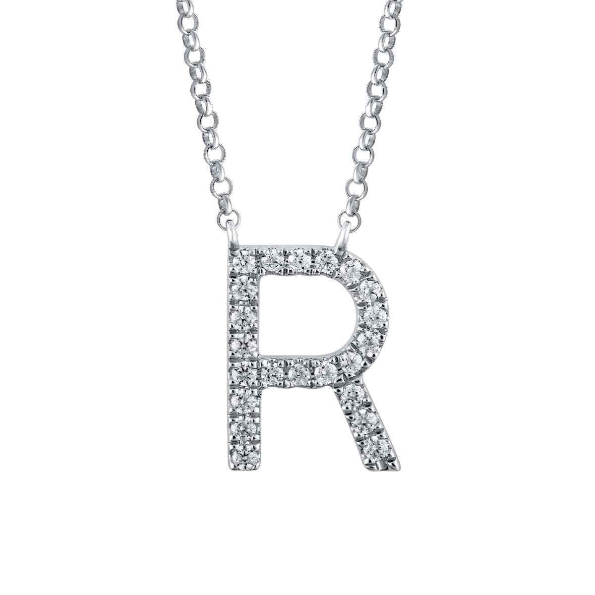 1/10 ct. tw. Diamond Letter R 10mm Pendant in 10K White Gold