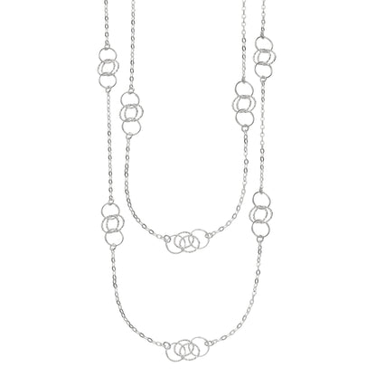36-inch Double-Layer Linked Circle Fashion Chain in Sterling Silver