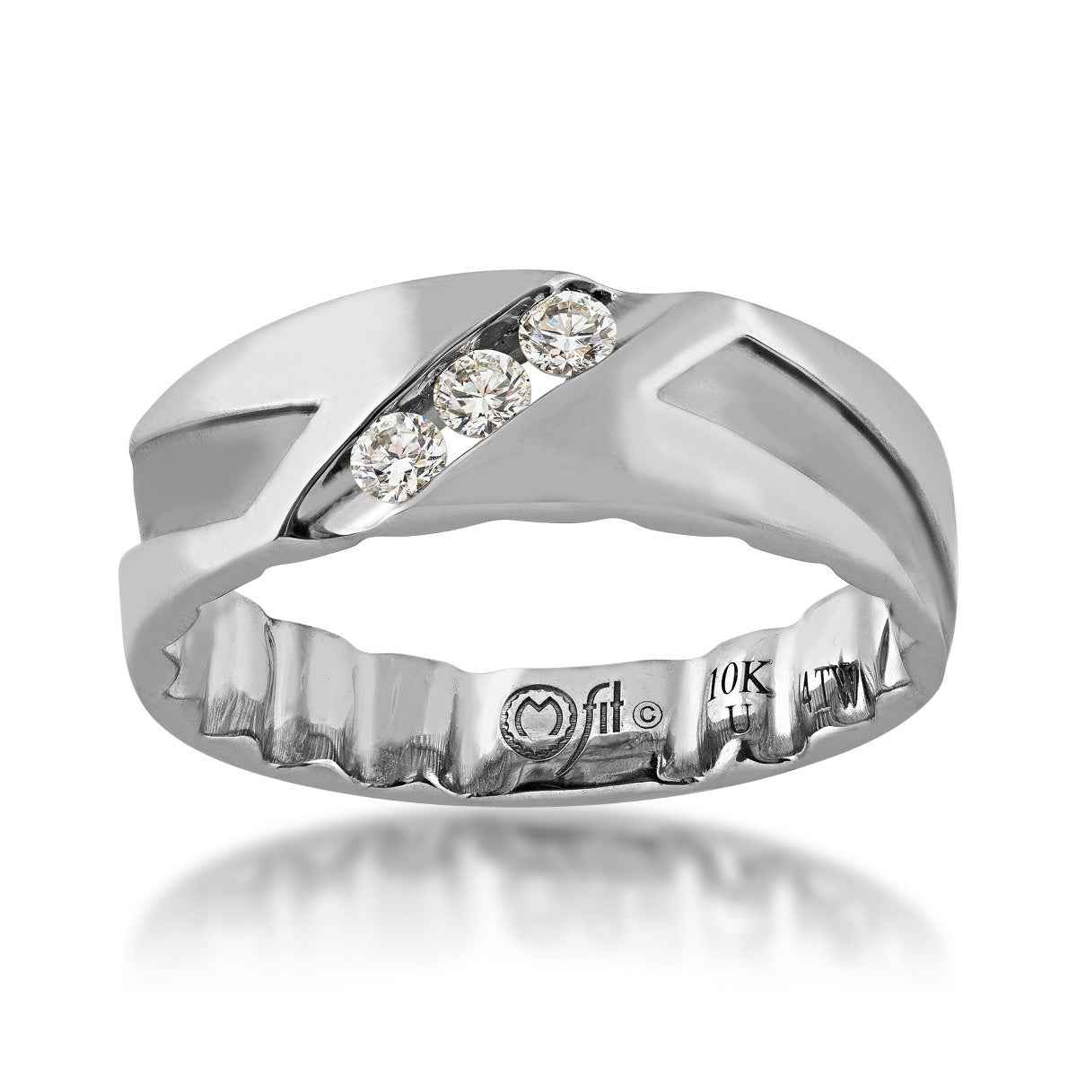 MFIT 1/4 ct. tw. Men's Diagonal Diamond Wedding Band in 10K White Gold