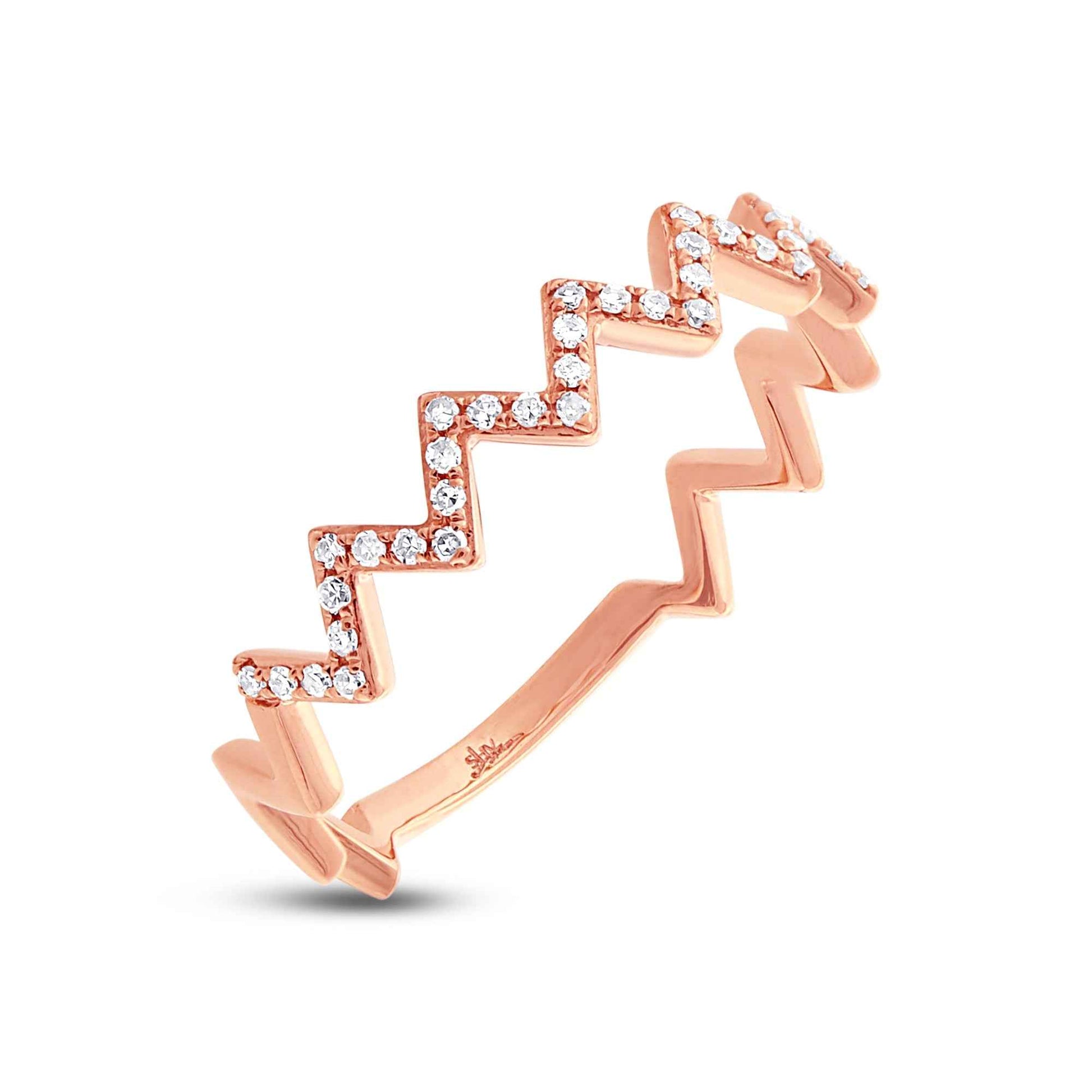 1/10 ct. tw. Diamond Zig-Zag Stackable Fashion Ring in 14K Pink Gold