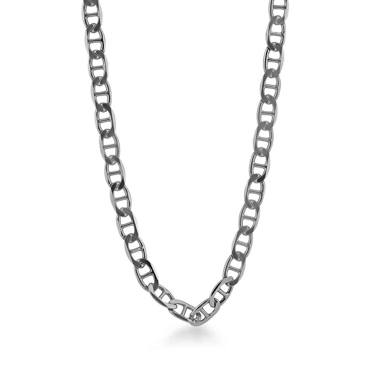 7mm 22-inch Sterling Silver Mariner Link Chain