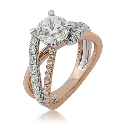 Gabriel - 3/4 ct. tw. Diamond Swirl Semi-Mount Engagement Ring in 14K Pink Gold front view