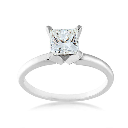 Natural 3/4 ct. tw. Princess Cut Diamond Solitaire Engagement Ring in 14K White Gold