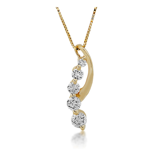 1/2 ct. tw. Round Brilliant Diamond Journey Pendant in 10K Yellow Gold