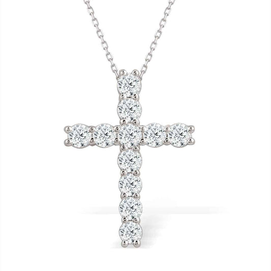 Adamante 1 ct. tw. Round Brilliant Lab-Grown Diamond Cross Pendant in 10K White Gold