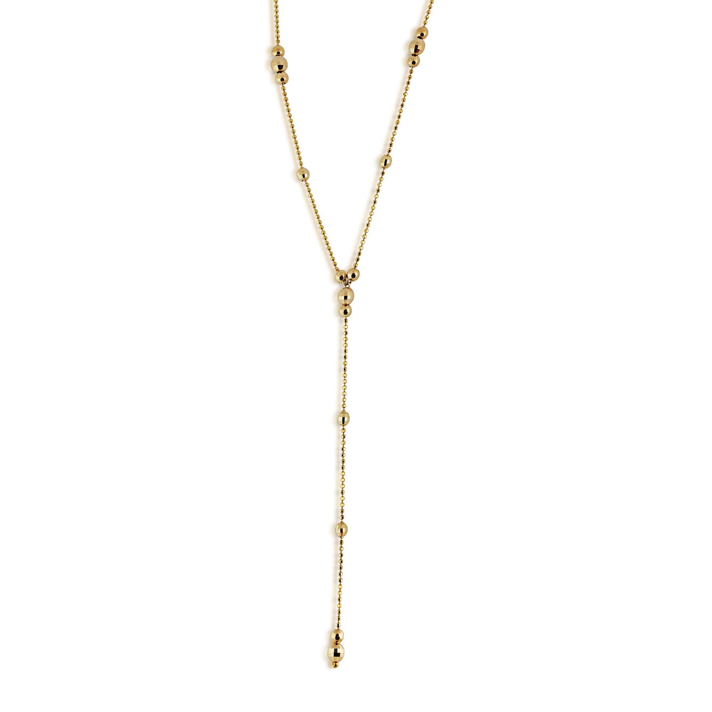 Ladies' Beaded Lariat Style Necklace in 10K Yellow Gold