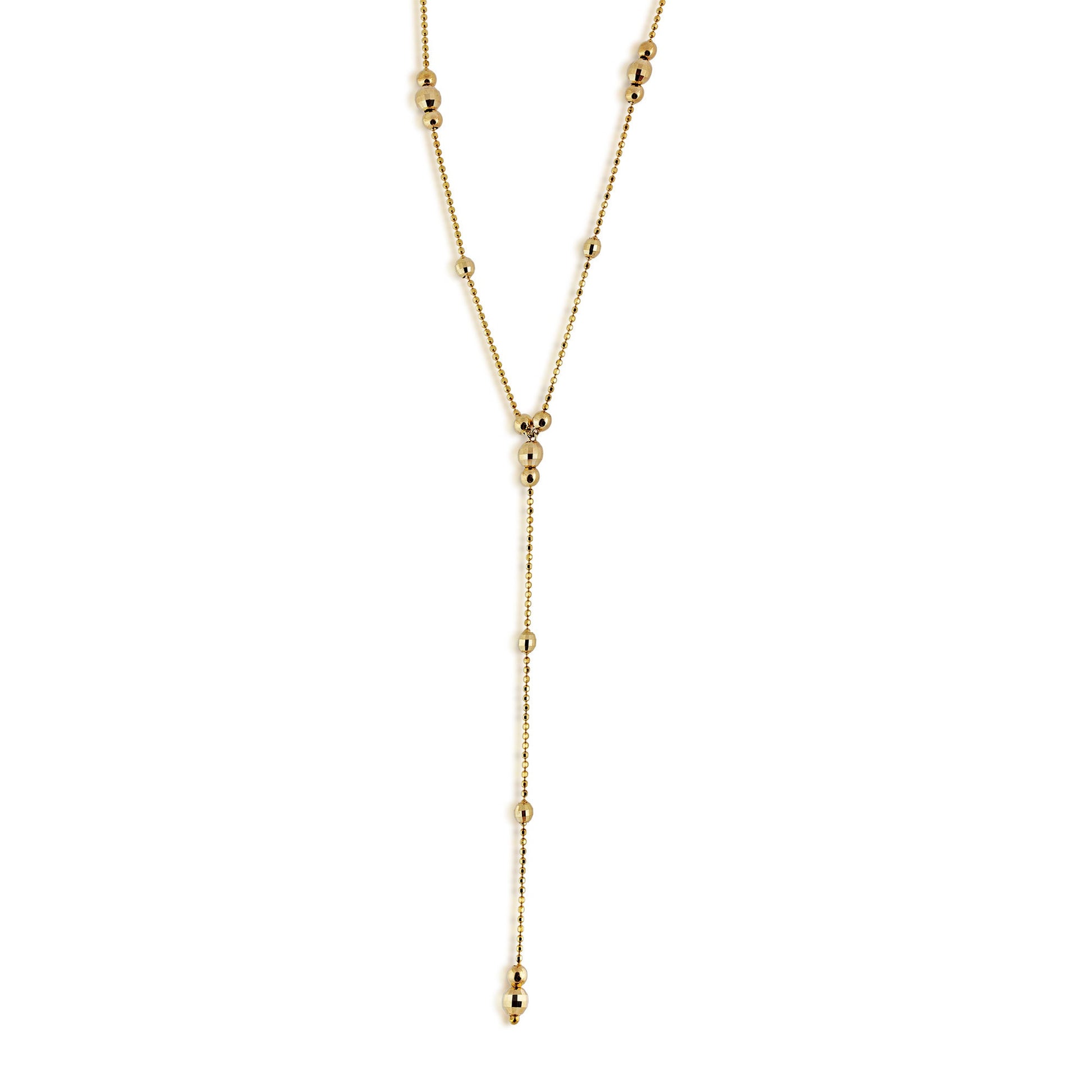 Ladies' Beaded Lariat Style Necklace in 10K Yellow Gold
