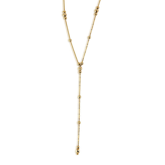 Ladies' Beaded Lariat Style Necklace in 10K Yellow Gold