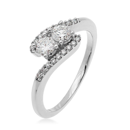 2BeLoved 1/2 ct. tw. 2 Stone Round Diamond Ring in 10K White Gold front view