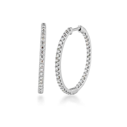 Adamante 1 ct. tw. Lab-Grown Diamond Hoop Earrings in 10K White Gold