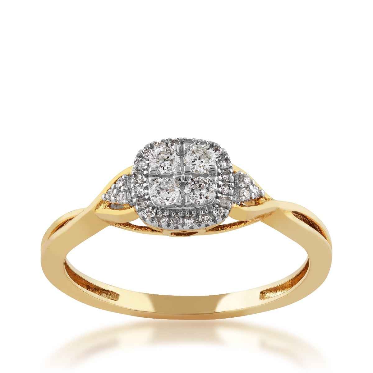 Infinite Love 1/4 ct. tw. Diamond Cluster Halo Promise Ring in 10K Yellow Gold