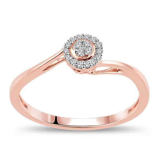 .06 ct. tw. Round Diamond Mini Cluster Promise Ring with Halo in 10K Pink Gold