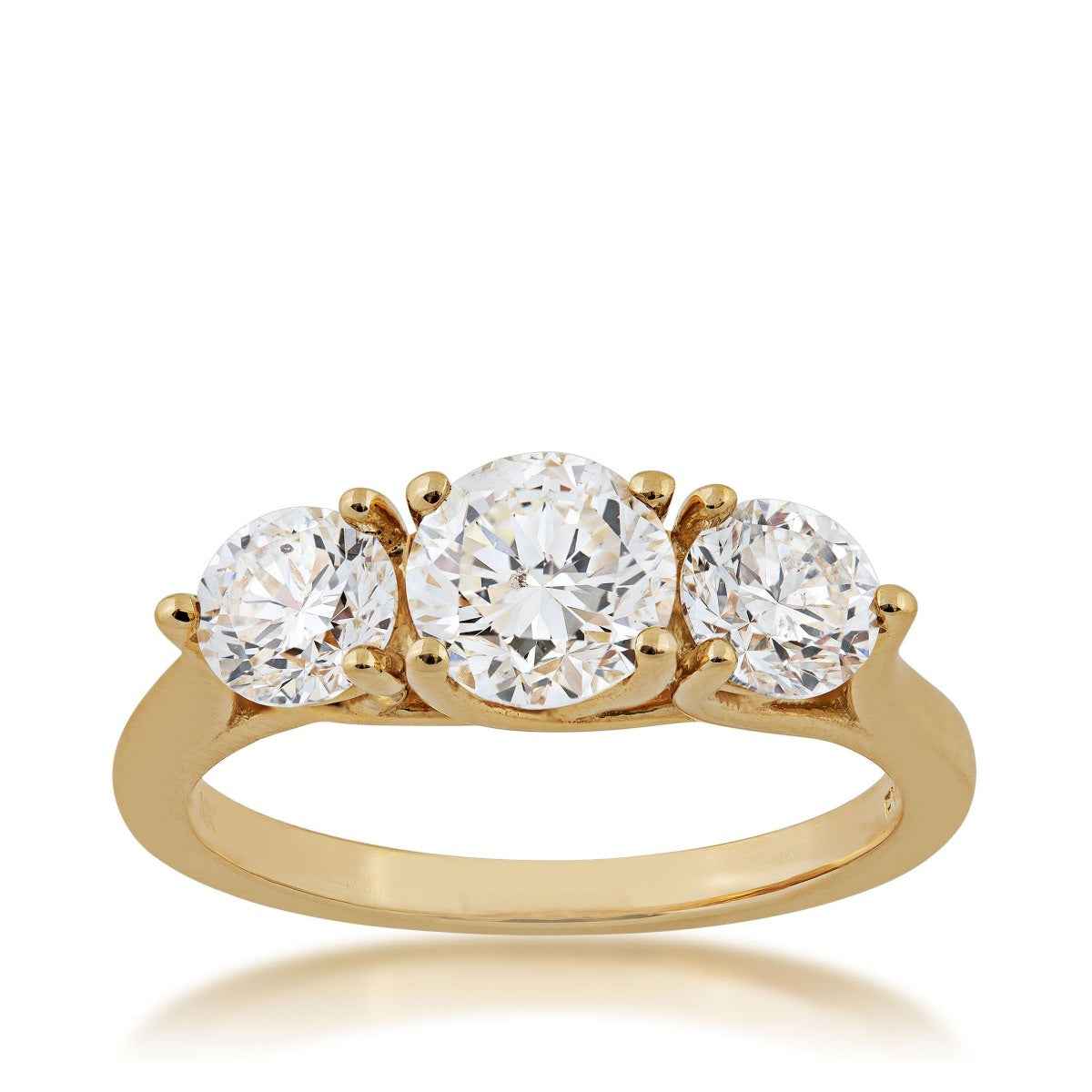 2 ct. tw. Classic Round Brilliant Diamond 3-Stone Anniversary Ring in 14K Yellow Gold