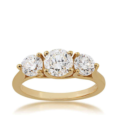 2 ct. tw. Classic Round Brilliant Diamond 3-Stone Anniversary Ring in 14K Yellow Gold