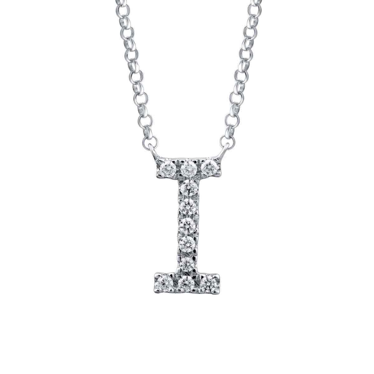 1/10 ct. tw. Diamond Letter I 10mm Pendant in 10K White Gold