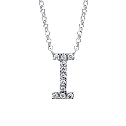 1/10 ct. tw. Diamond Letter I 10mm Pendant in 10K White Gold