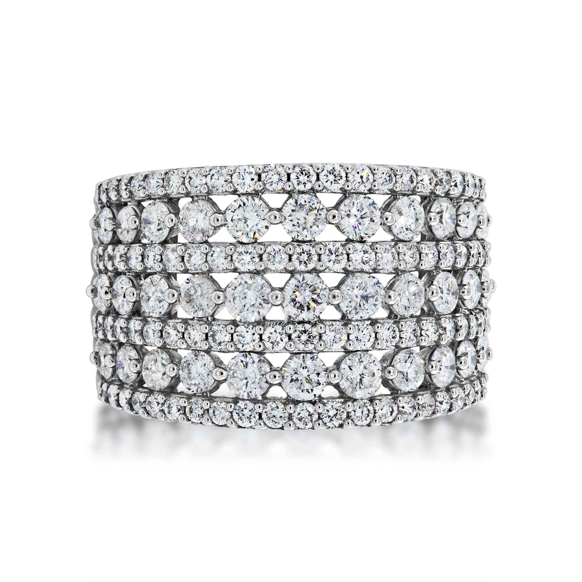 2 ct. tw Round 7-Row Diamond Wedding Anniversary Band in 10K White Gold close-up detail
