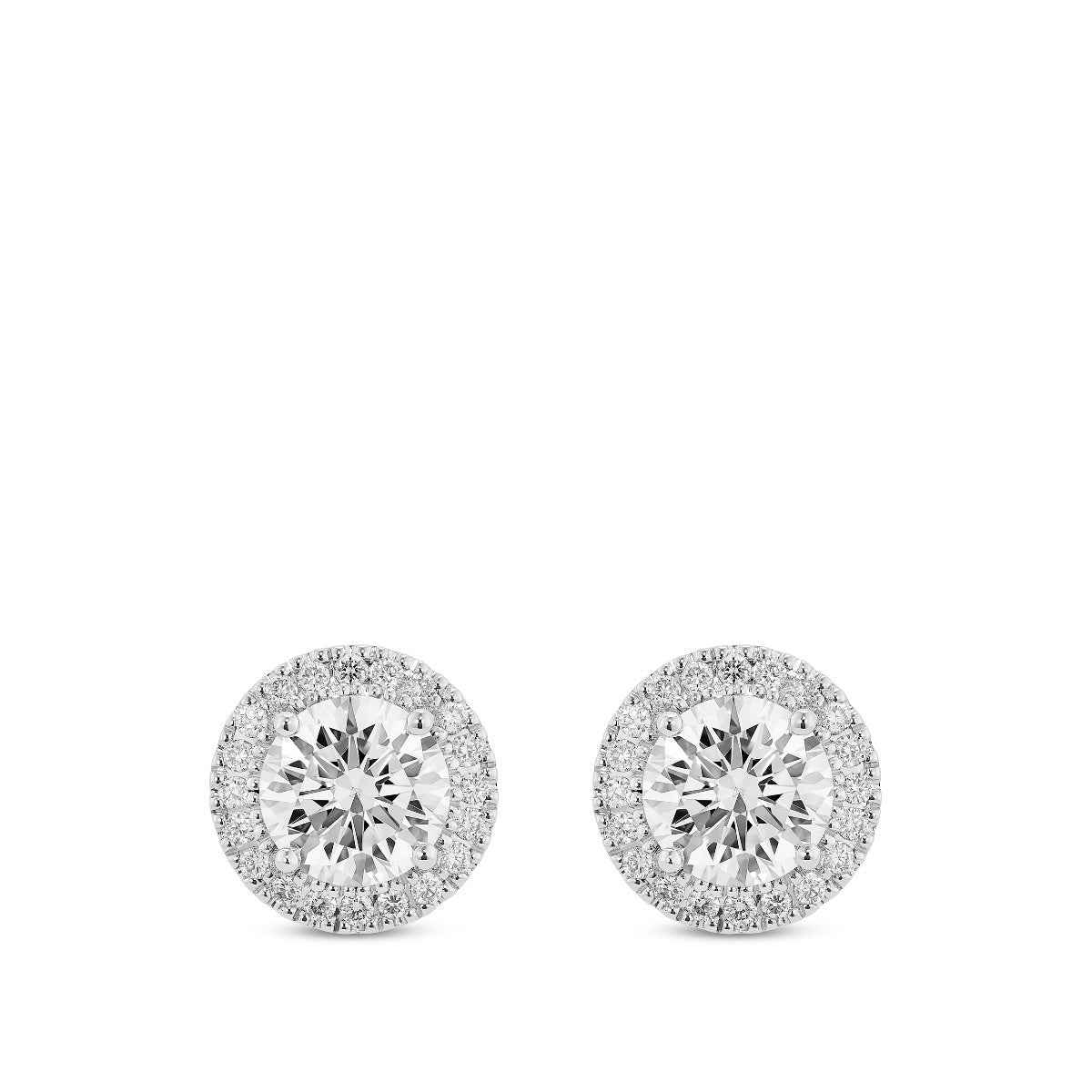 Lightbox 2 ct. tw. Lab-Grown Round Diamond Halo Earrings in 14K White Gold
