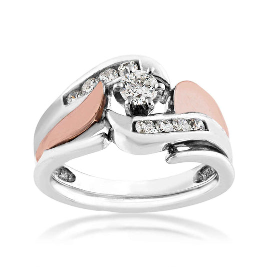 1/2 ct. tw. Round Brilliant Diamond Wedding Set with Channel Set Diamond Band in 14K Two-Tone Gold