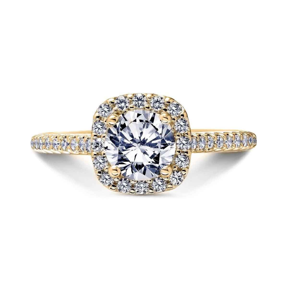 Scott Kay Luminaire 1/3 ct. tw. Square Halo Diamond Semi-Mount Engagement Ring in 14K Yellow Gold front view