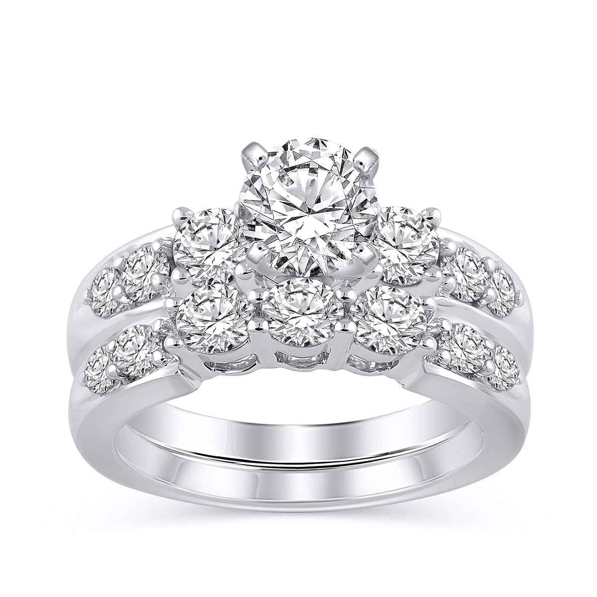 Adamante 2 ct. tw. Lab-Grown Round Brilliant Diamond Wedding Set in 14K White Gold