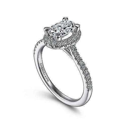 Gabriel & Co. 1/3 ct. tw. Oval Semi-Mount Diamond Halo Engagement Ring in 14K White Gold close-up detail