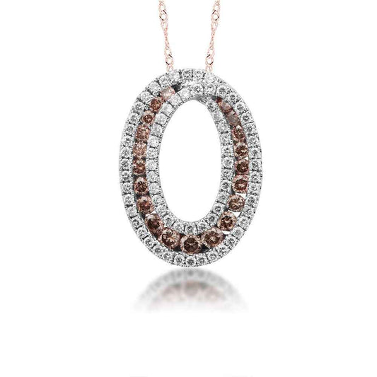 Mocha and White Diamond Pendant in Pink Gold