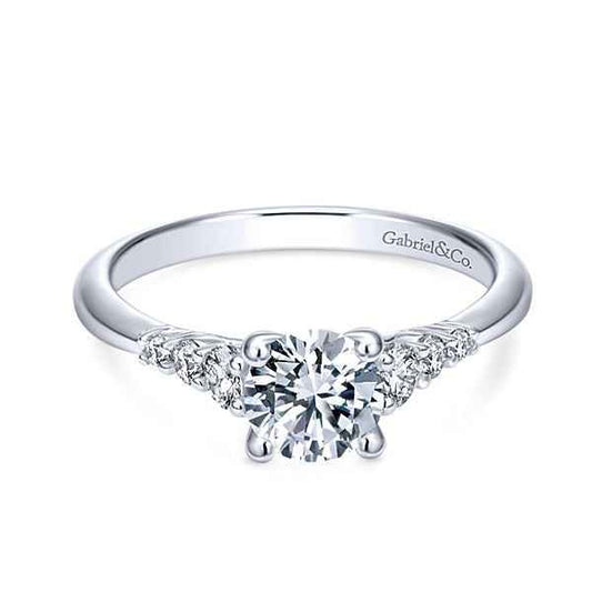 Gabriel & Co. 1/4 ct. Diamond Semi-Mount Engagement Ring with Descending Diamond Design in 14K White Gold