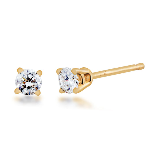 1/5 ct. tw. Round Brilliant Diamond Stud Solitaire Earrings in 14K Yellow Gold (2)