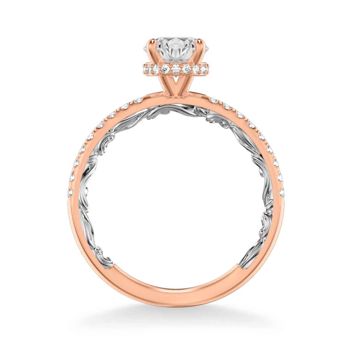 Artcarved Lyric 1/4 ct. tw. Diamond Semi-Mount Engagement Ring in 14K Pink and White Gold front view