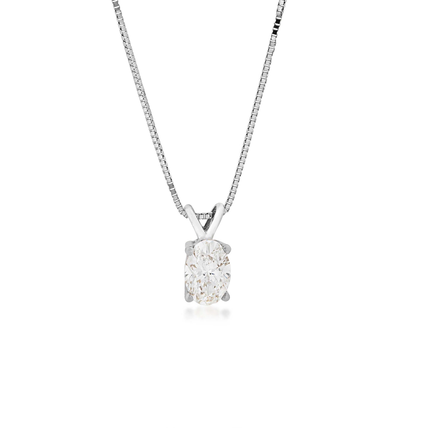 3/8 ct. tw. Oval Diamond Solitaire Pendant in 14K White Gold