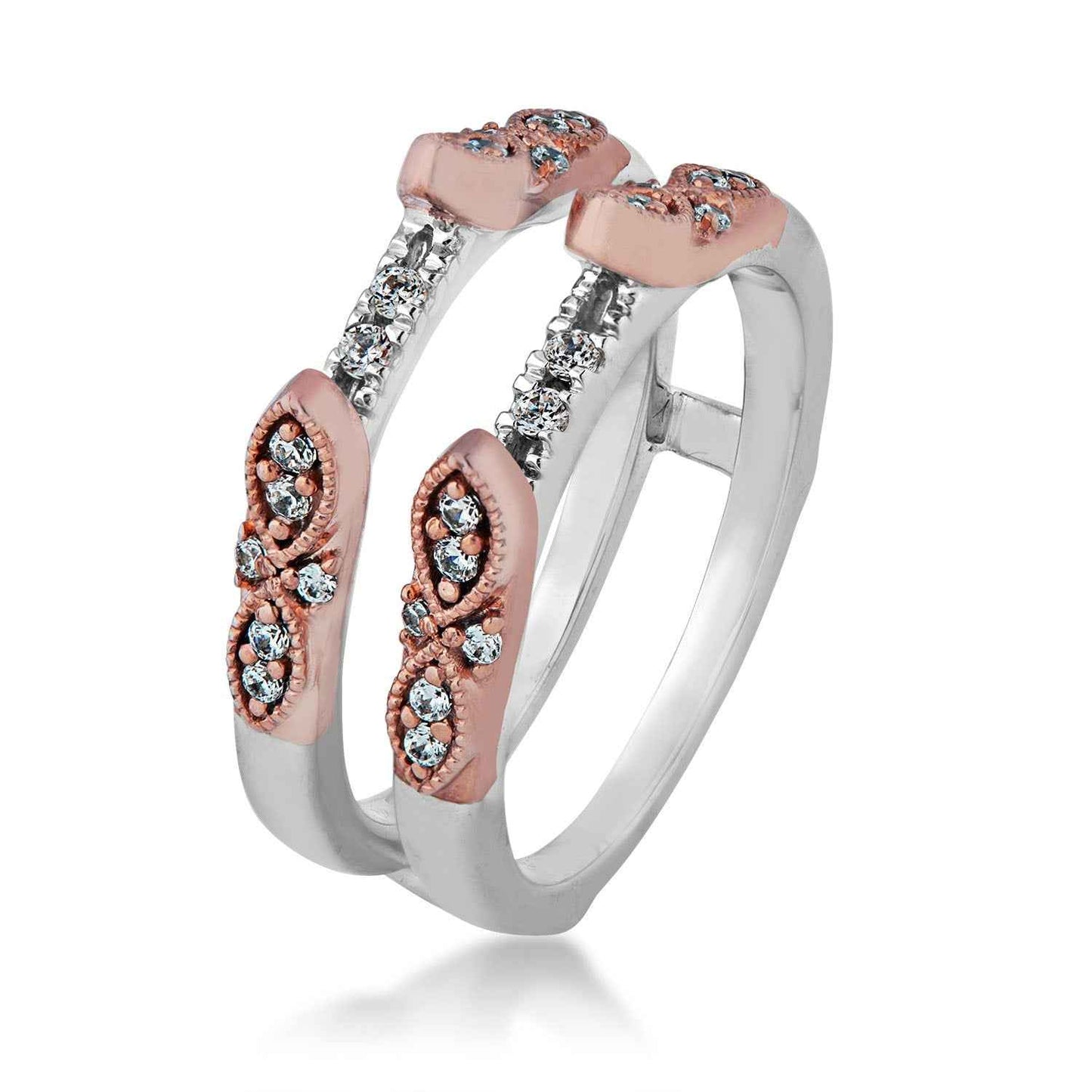 1/4 ct. tw. Diamond Ring Enhancer with Split Shank Center in 14K Pink & White Gold front view