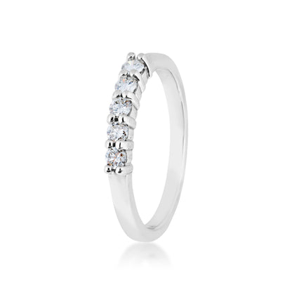 1/4 ct. tw. Round Brilliant 5-Stone Prong-Set Diamond Anniversary Band in 14K White Gold front view