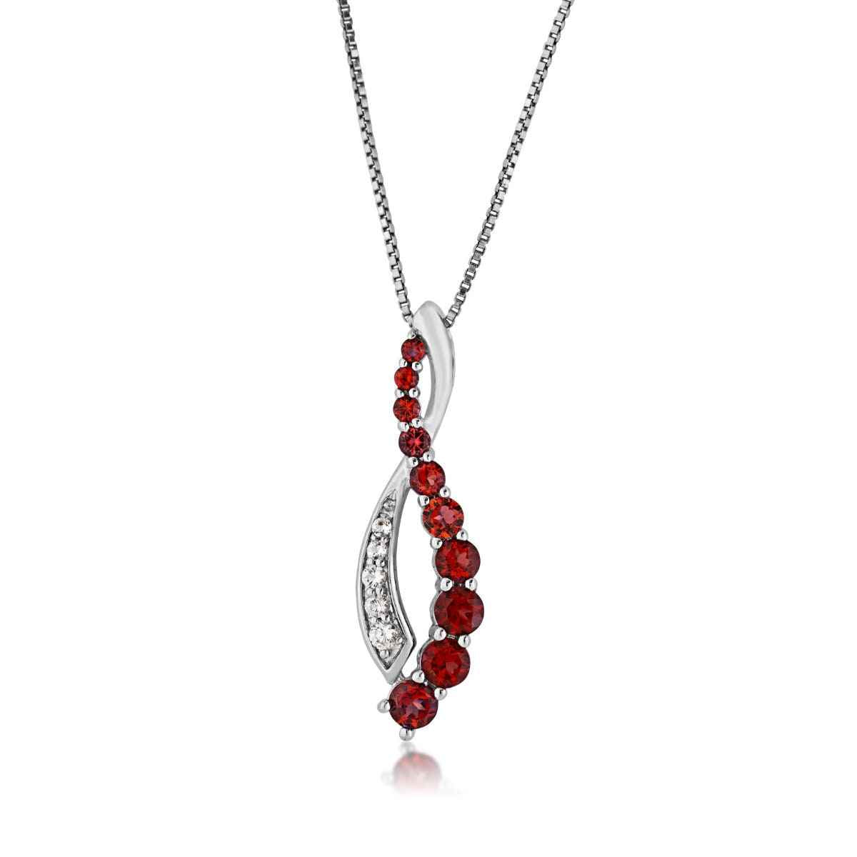 Journey Collection Created Ruby and White Sapphire Pendant in Sterling Silver