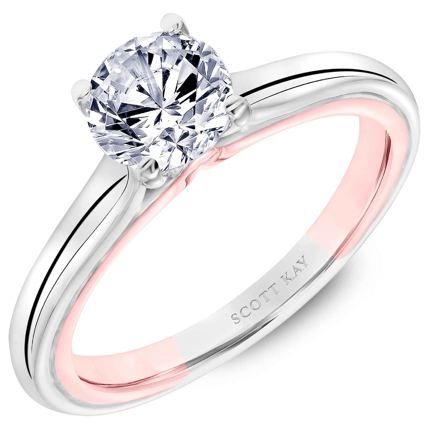 Scott Kay Namaste Solitaire Semi-Mount Engagement Ring in 14K White and Pink Gold