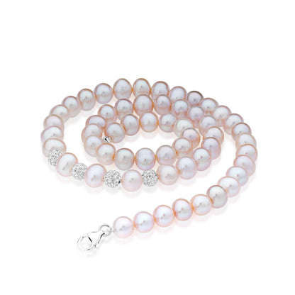 7-8MM Pink Freshwater Cultured Pearl Necklace side profile