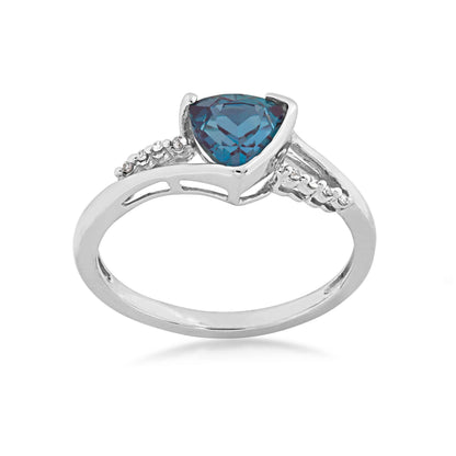 Created Trillion Cut Alexandrite & Diamond Ring in 10K White Gold